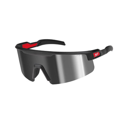 Milwaukee Wrap Around Safety Glasses Silver Mirror Lens Black Frame 1 pair