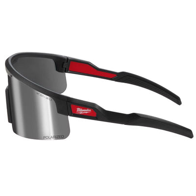 Milwaukee Anti-Fog Polarized Wrap Around Safety Glasses Silver Mirror Lens Black Frame 1 pair