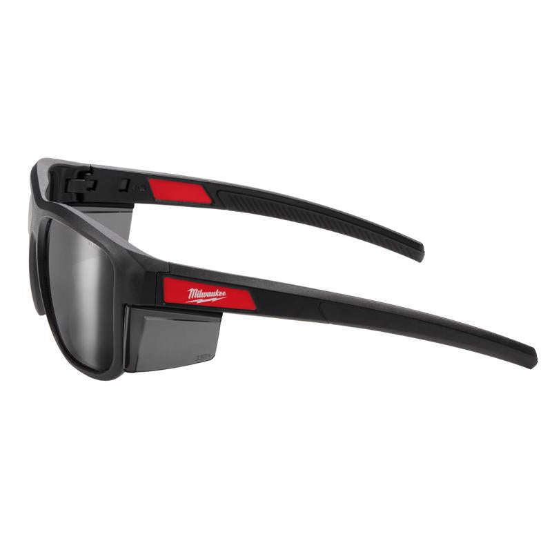 Milwaukee Full Frame Safety Glasses Silver Mirror Lens Black Frame 1 pair
