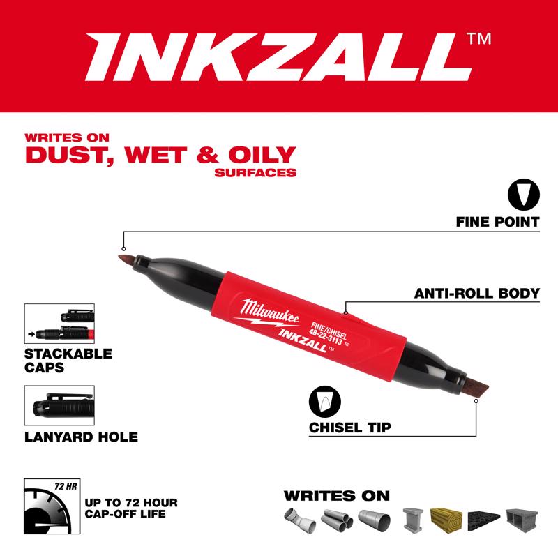 Milwaukee Black Fine and Chisel Tips Jobsite Marker