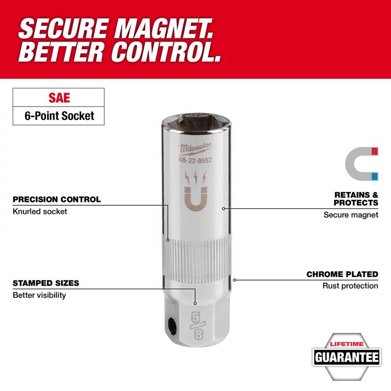 Milwaukee 13/16 in. X 3/8 in. drive SAE 6 Point Spark Plug Socket