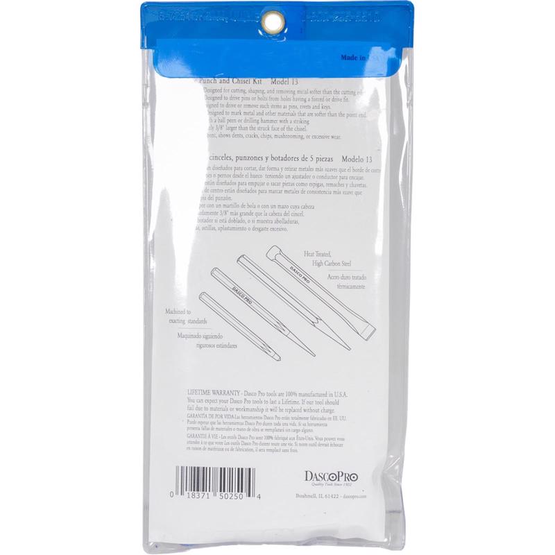Dasco Pro Carbon Steel Center Punch and Cold Chisel 5 pc