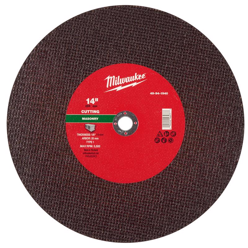 Milwaukee 14 in. D X 1 in. X 1/8 in. thick Masonry Cut-Off Wheel