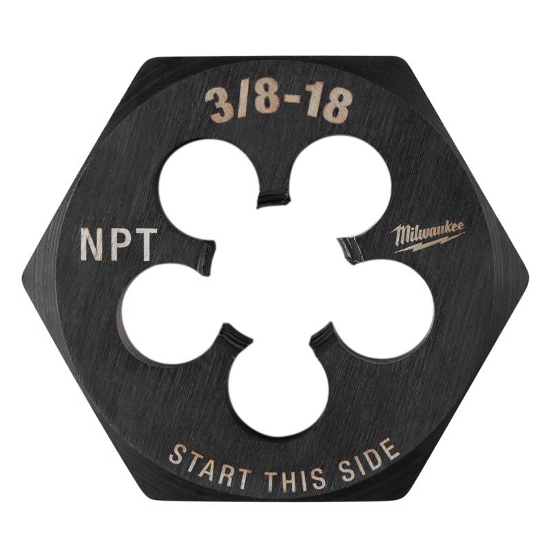 Milwaukee High Carbon Steel SAE Hexagon Die 3/8-18 NPT in.