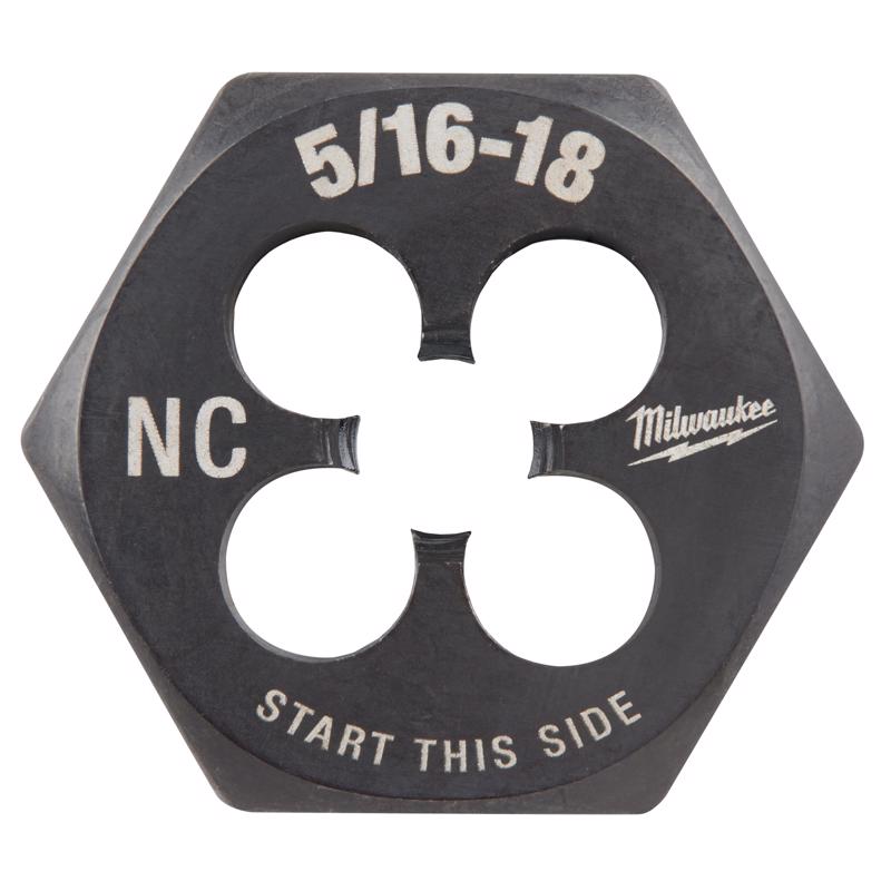 Milwaukee High Carbon Steel SAE Hexagon Die 5/16-18 NC in.