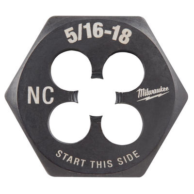 Milwaukee High Carbon Steel SAE Hexagon Die 5/16-18 NC in.