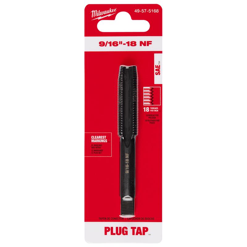 Milwaukee High Carbon Steel SAE Straight Plug Tap 9/16-18 NF