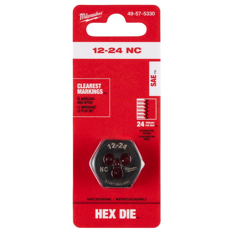 Milwaukee High Carbon Steel SAE Hexagon Die 12-24 NC
