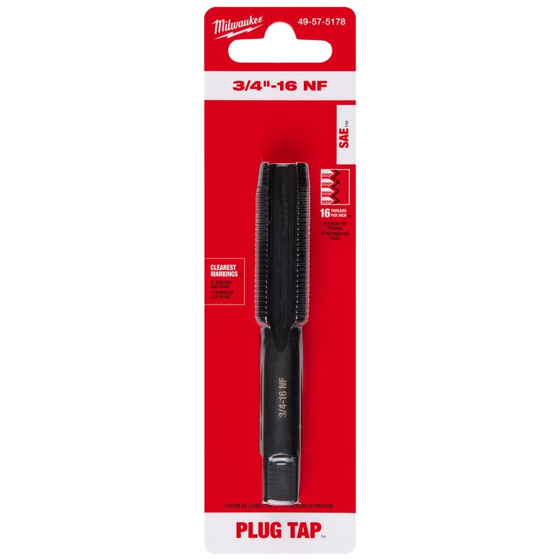 Milwaukee High Carbon Steel SAE Straight Plug Tap 3/4-16 NF