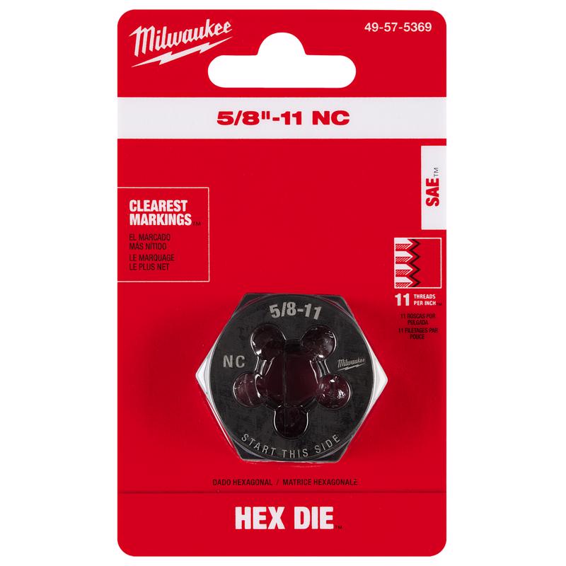 Milwaukee High Carbon Steel SAE NC Hexagon Die 5/8-11 NC