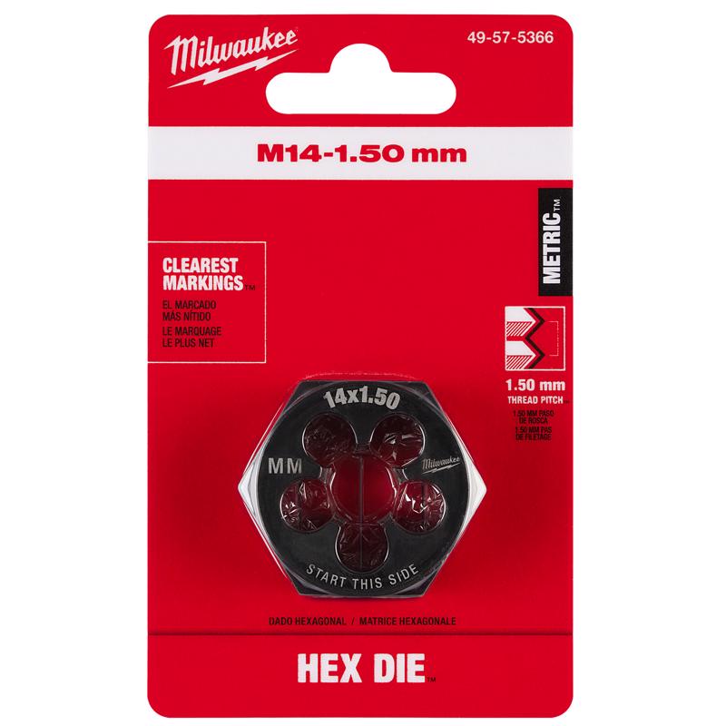 Milwaukee High Carbon Steel Metric Hexagon Die M14-1.5 mm