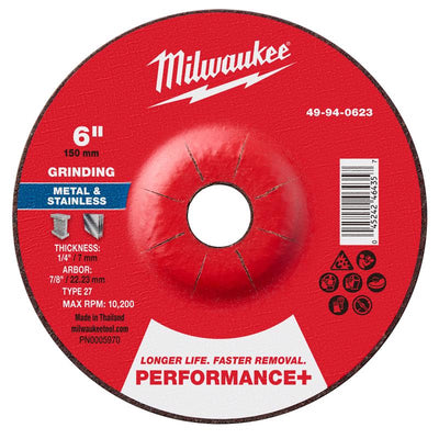 Milwaukee 6 in. D X 7/8 in. X 1/4 in. thick Metal Grinding Wheel