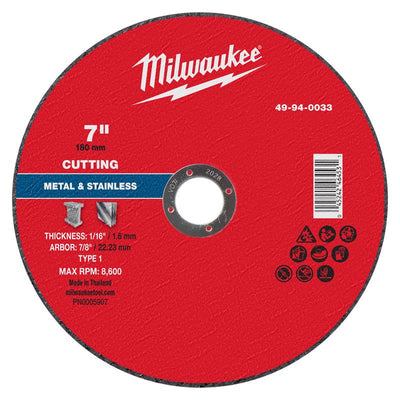 Milwaukee 7 in. D X 7/8 in. X 1/16 in. thick Metal Cut-Off Wheel