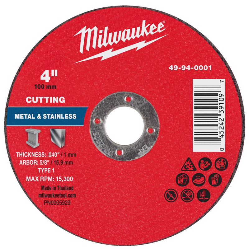 Milwaukee 4 in. D X 5/8 in. X .040 in. thick Metal Cut-Off Wheel