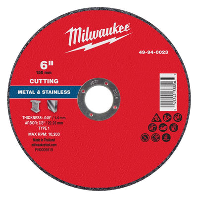 Milwaukee 6 in. D X 7/8 in. X .045 in. thick Metal Cut-Off Wheel