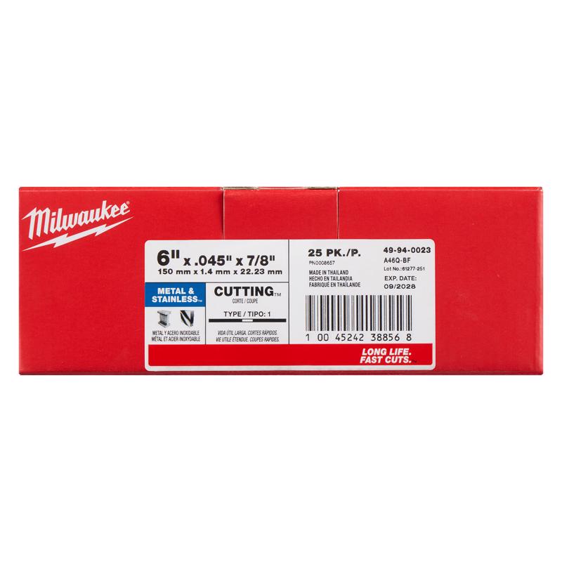 Milwaukee 6 in. D X 7/8 in. X .045 in. thick Metal Cut-Off Wheel