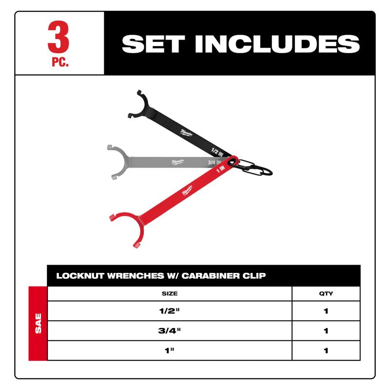Milwaukee SAE Locknut Wrench Set 3 pc