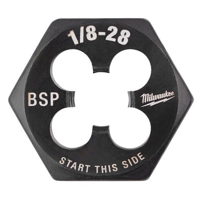 Milwaukee High Carbon Steel SAE Hexagon Die 1/8-28 BSP