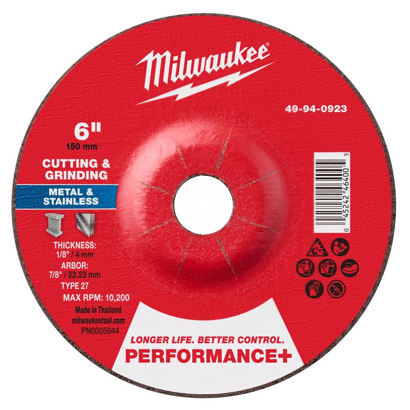 Milwaukee 6 in. D X 7/8 in. X 1/8 in. thick Metal Cutting/Grinding Disc