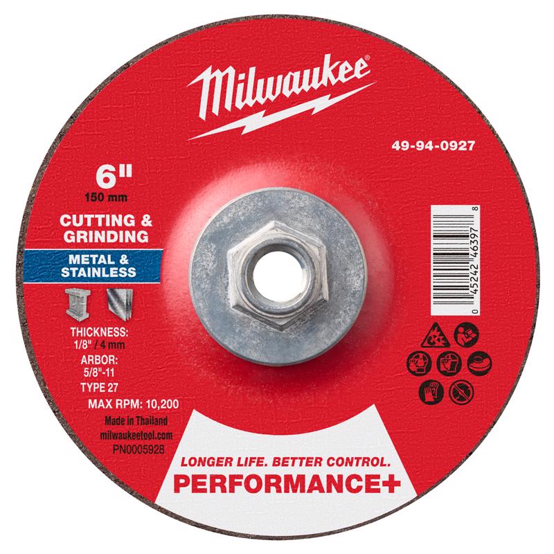 Milwaukee 6 in. D X 5/8-11 in. X 1/8 in. thick Metal Cutting/Grinding Disc