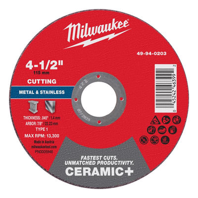 Milwaukee 4-1/2 in. D X 7/8 in. X .045 in. thick Metal Cut-Off Disc