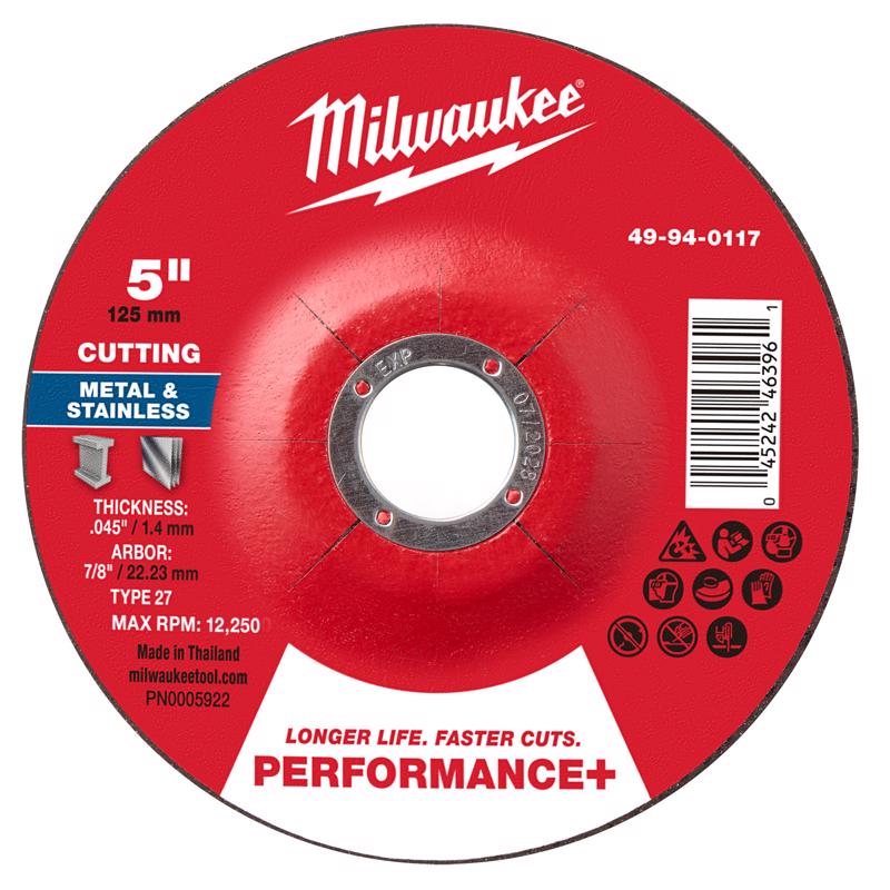 Milwaukee 5 in. D X 7/8 in. X .045 in. thick Metal Cut-Off Disc