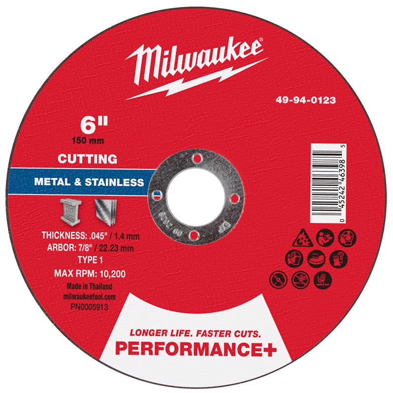 Milwaukee 6 in. D X 7/8 in. X .045 in. thick Metal Cut-Off Wheel