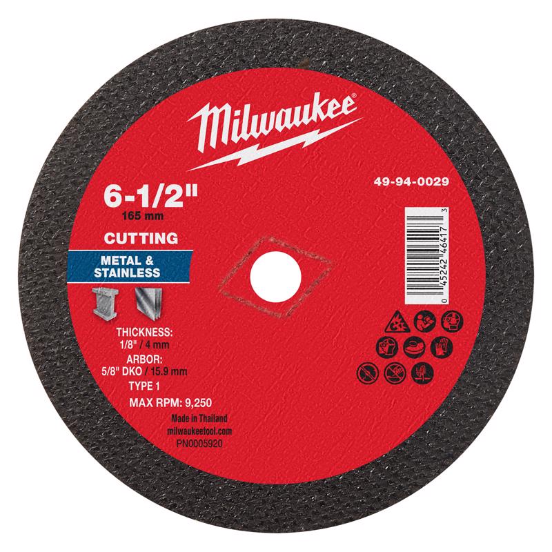 Milwaukee 6-1/2 in. D X 5/8 in. X 1/8 in. thick Metal Cut-Off Wheel