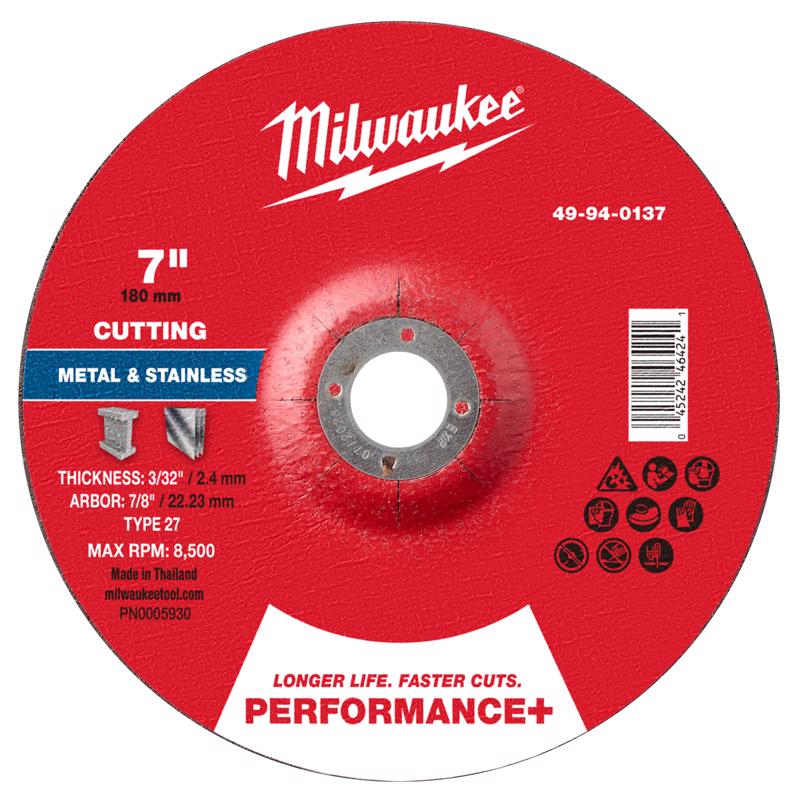 Milwaukee 7 in. D X 7/8 in. X 3/32 in. thick Metal Cut-Off Wheel