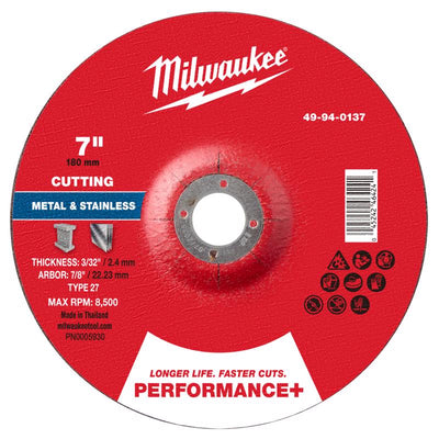 Milwaukee 7 in. D X 7/8 in. X 3/32 in. thick Metal Cut-Off Wheel