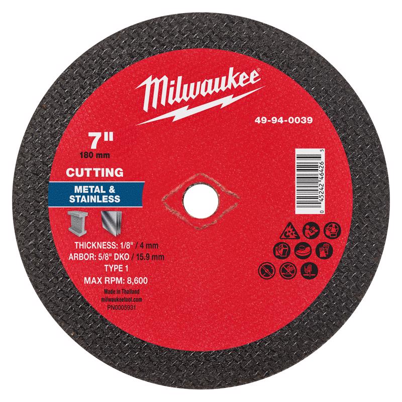 Milwaukee 7 in. D X 5/8 in. X 1/8 in. thick Metal Cut-Off Wheel