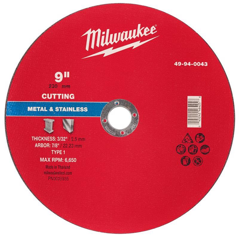 Milwaukee 9 in. D X 7/8 in. X 3/32 in. thick Metal Cut-Off Wheel