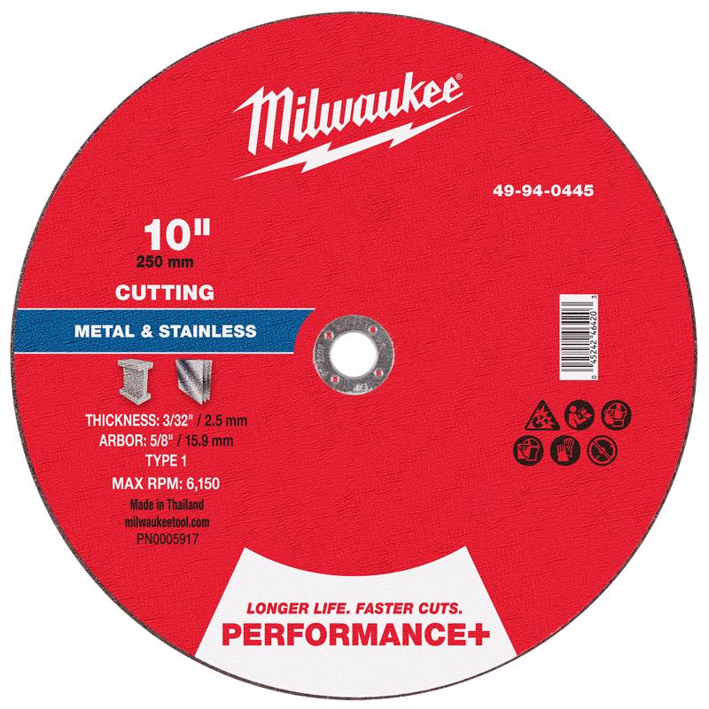 Milwaukee 10 in. D X 5/8 in. X 3/32 in. thick Metal Cut-Off Wheel