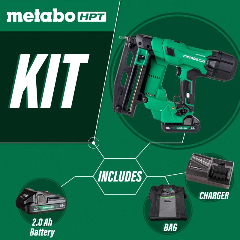 Metabo HPT 16 Ga. Cordless 0 deg Straight Finish Nailer Kit (Battery & Charger) 18 V