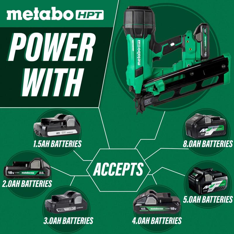 Metabo HPT Cordless 21 deg Framing Nailer Kit (Battery & Charger) 18 V