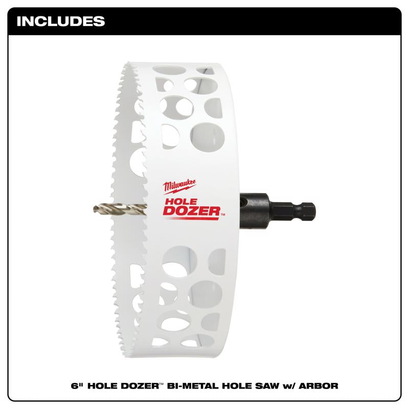 Milwaukee 6 in. High Speed Steel 2.3 in. L X 3/8 in. D Hole Saw Arbor