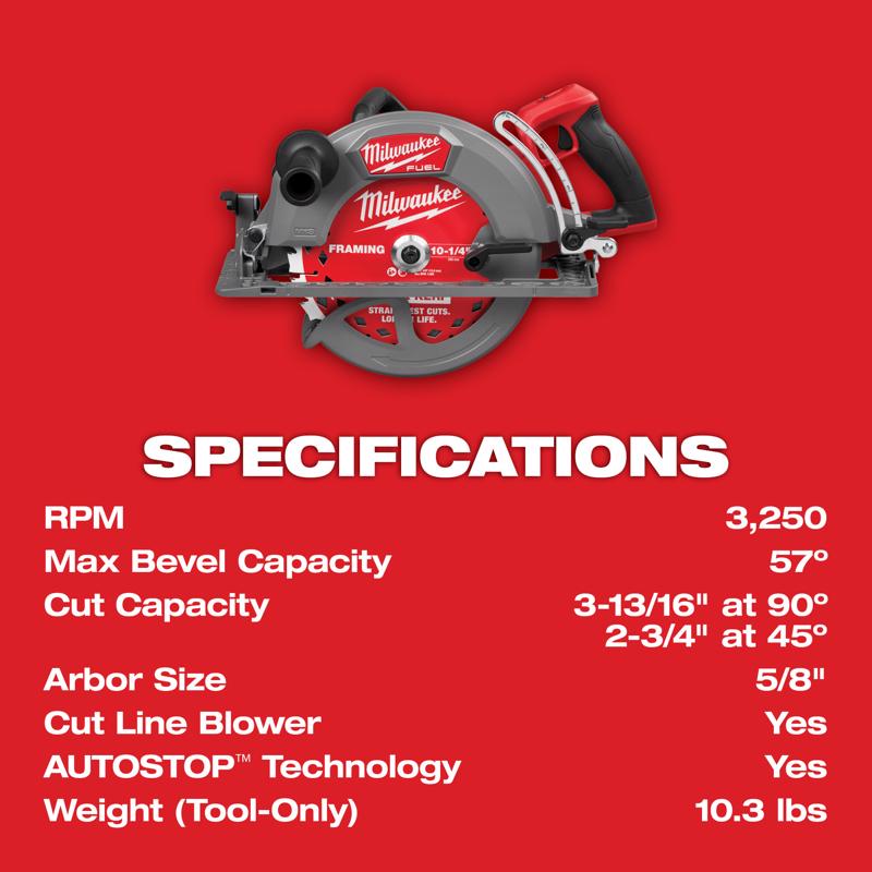 Milwaukee 10-1/4 in. Cordless Rear Handle Circular Saw