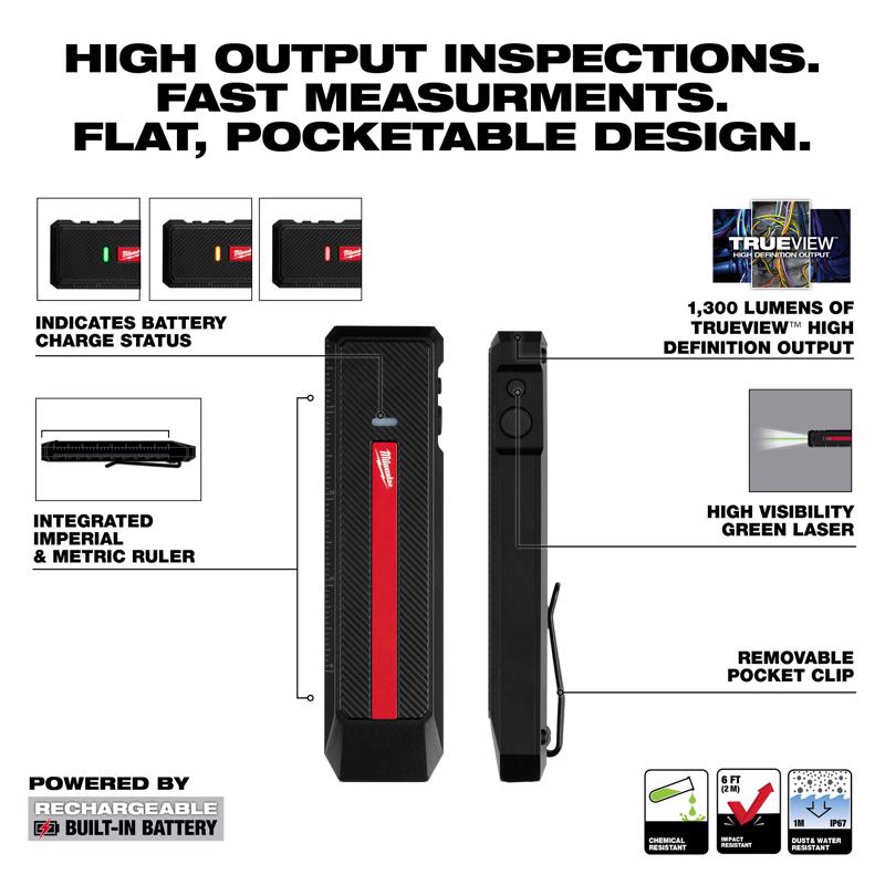 Milwaukee 1300 lm Black/Red LED Rechargeable Flashlight w/Laser Pointer