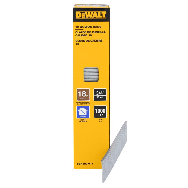 DeWalt 3/4 in. L X 18 Ga. Straight Strip Coated Brad Nails