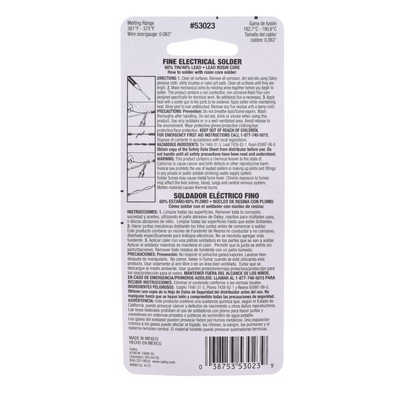 Oatey 0.8 oz Rosin Core Solder Wire Tin/Lead 60/40