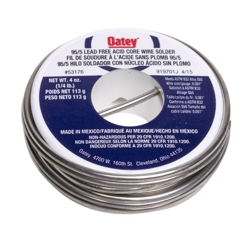 Oatey 4 oz Lead-Free Acid Core Wire Solder Tin/Antimony 95/5