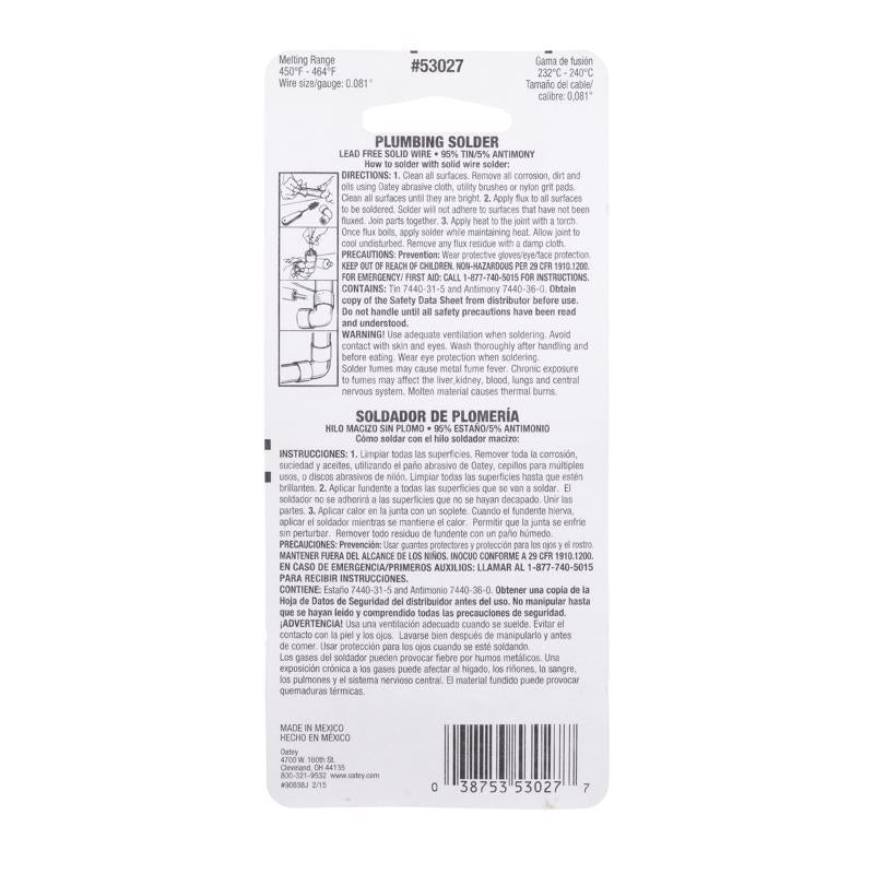 Oatey 4 oz Lead-Free Plumbing Wire Solder Tin/Antimony 95/5