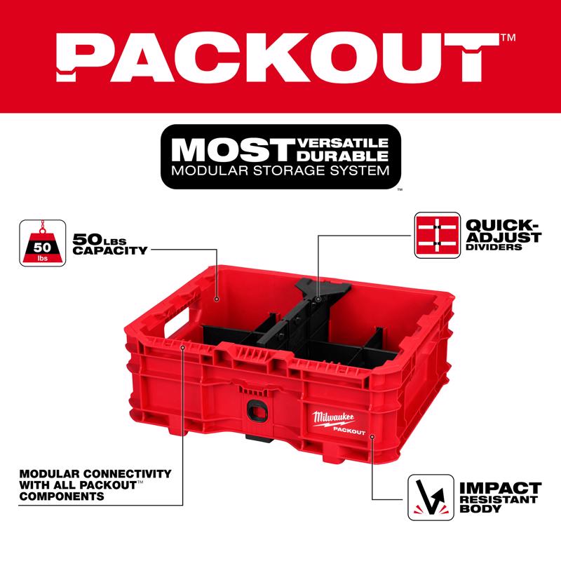 Milwaukee PACKOUT 6.63 in. H X 18.625 in. D Crate Modular System Black/Red