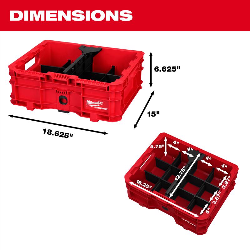 Milwaukee PACKOUT 6.63 in. H X 18.625 in. D Crate Modular System Black/Red