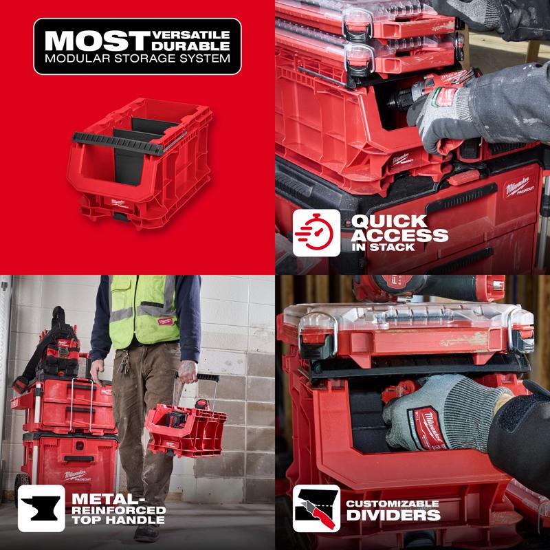 Milwaukee PACKOUT 15.5 in. W X 8.75 in. H Compact Crate Black/Red