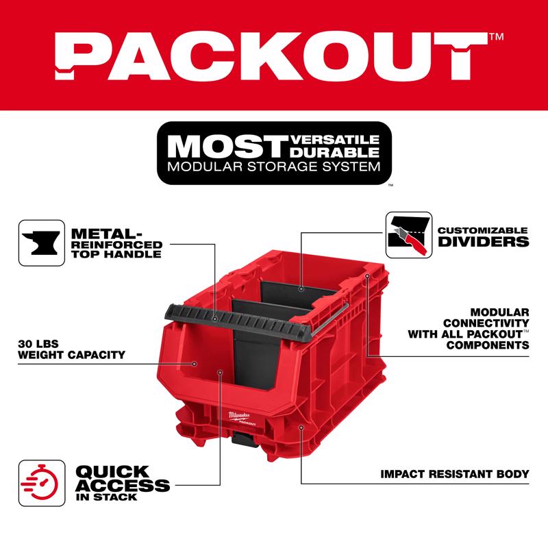 Milwaukee PACKOUT 15.5 in. W X 8.75 in. H Compact Crate Black/Red