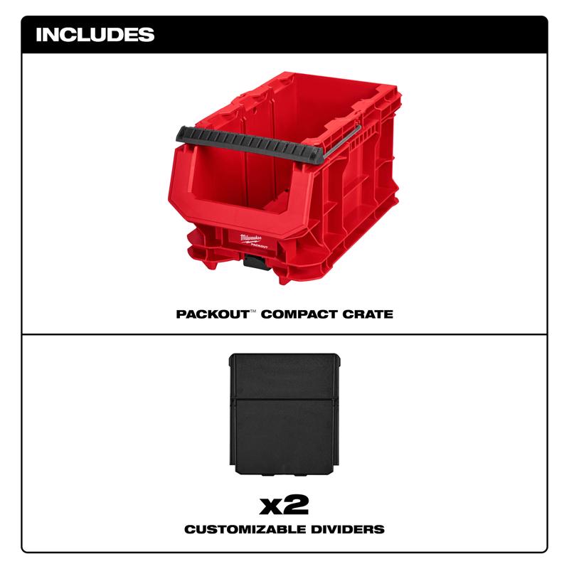 Milwaukee PACKOUT 15.5 in. W X 8.75 in. H Compact Crate Black/Red