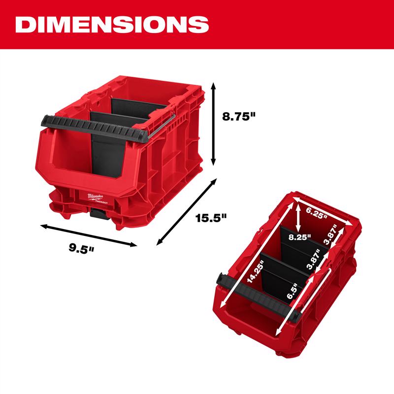 Milwaukee PACKOUT 15.5 in. W X 8.75 in. H Compact Crate Black/Red