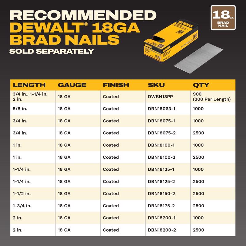 DeWalt MAX XR 18 Ga. Brad Nailer Kit