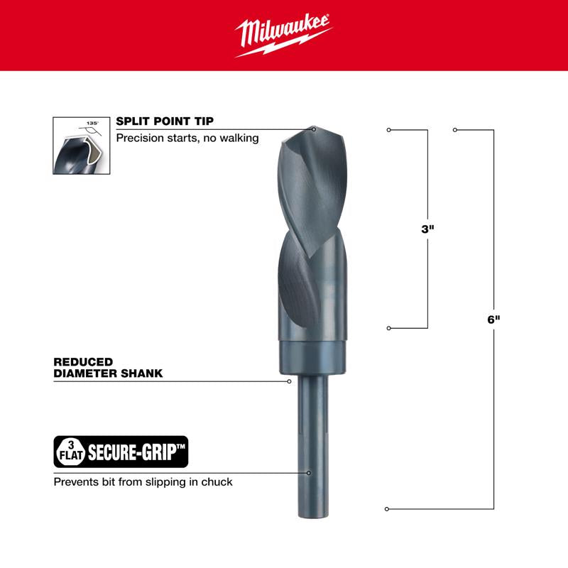 Milwaukee 1-1/8 in. X 6 in. L Silver and Deming Drill Bit